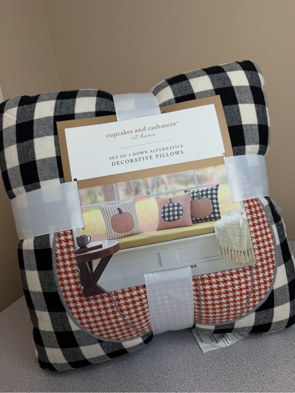 Cupcakes & Cashmere Halloween Pumpkin Pillow Set of 3 NWT